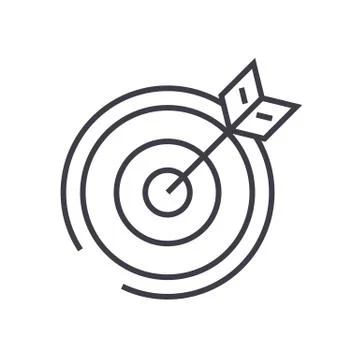 Target, arrow vector line icon, sign, illustration on background, editable Stock Illustration