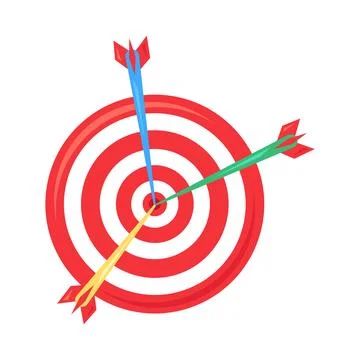 Target with arrows flat illustration representing business goals Ilustração Stock