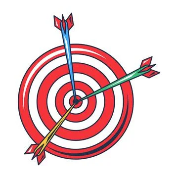 Target with arrows flat illustration representing business goals 스톡 일러스트