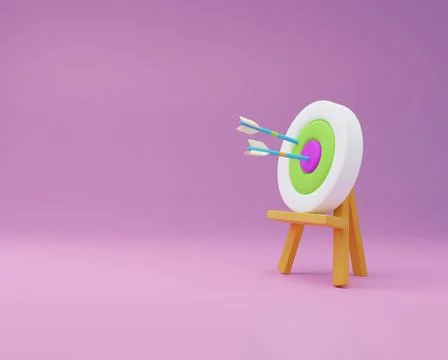 A target with arrows hitting the target. 3D Render Stock Illustration