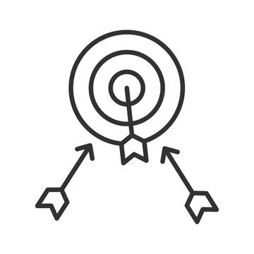 Target with arrows icon in line design. Aim goal success achievement strategy Stock Illustration
