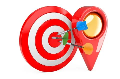 Target with arrows with map pointer, 3D rendering イラスト素材