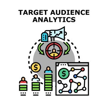 Target audience analytics marketing strategy concept Illustrazione stock