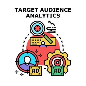 Target audience analytics researching marketing strategy Stock Illustration