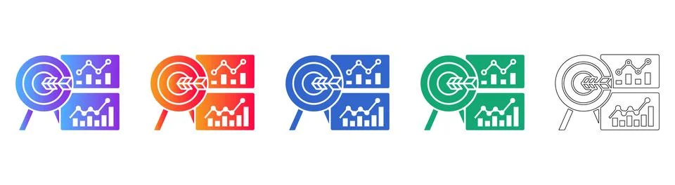 Target Audience and Data Analytics Chart Icons Stock Illustration