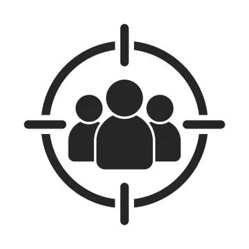 Target audience. Customer, client targeting. Consumer centricity. Aim people  Stock Illustration