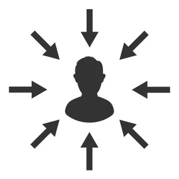 Target audience. Customer, client targeting. Consumer centricity. Focus human Illustrazione stock