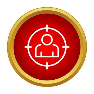 Target audience finding person icon on red button Stock Illustration