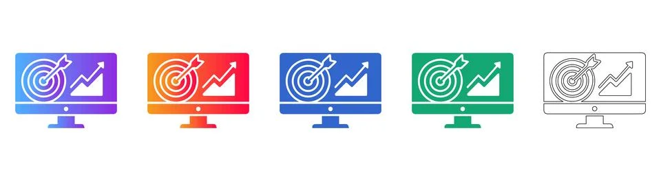 Target Audience Growth Performance Icon Set Illustration