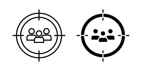 Target audience icon in black and white. vector icon pack for websites Illustrazione stock