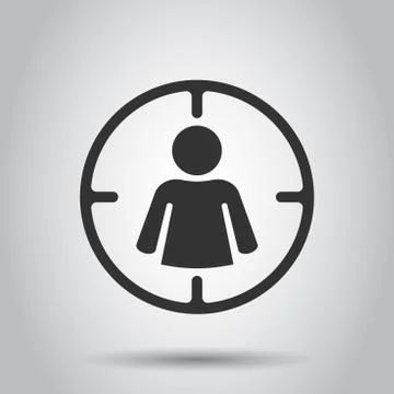 Target audience icon in flat style. Focus on people vector illustration on wh Stock Illustration