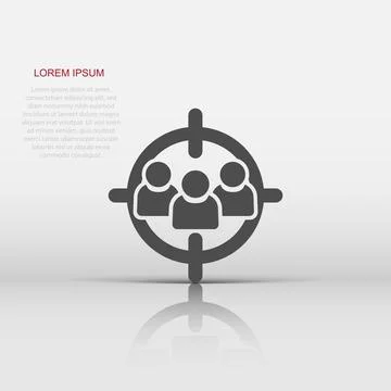 Target audience icon in flat style. Focus on people vector illustration on .. Stock Illustration