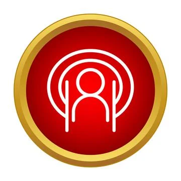 Target audience icon with red circle and golden border Illustrazione stock