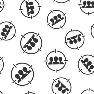 Target audience icon seamless pattern background. Focus on people vector illu Stock Illustration
