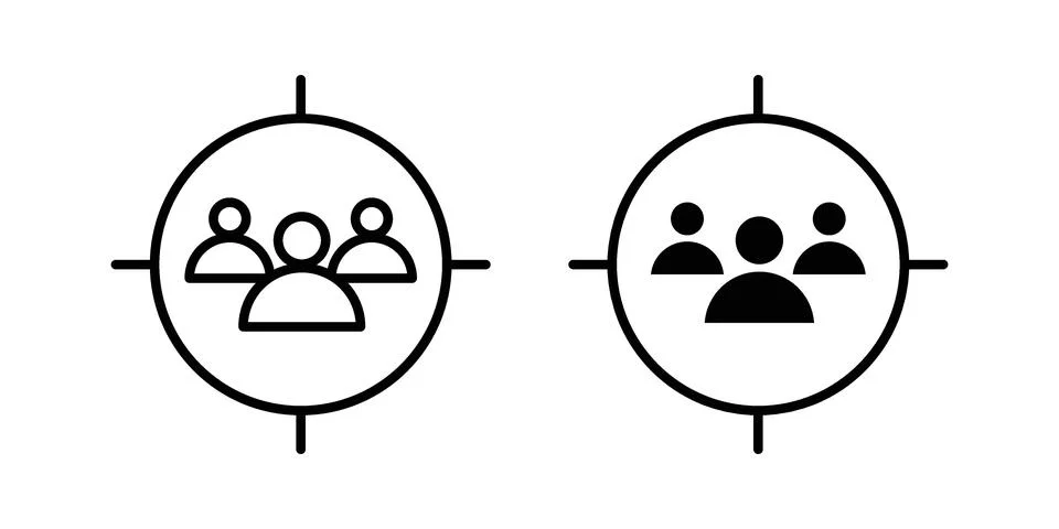 Target audience icon set modern line and solid style collection. Stock Illustration