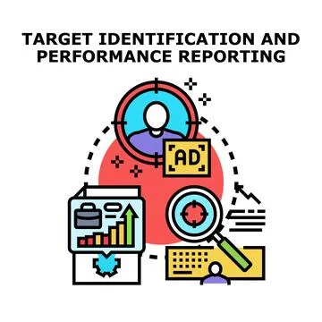 Target audience identification and performance reporting concept Stock Illustration