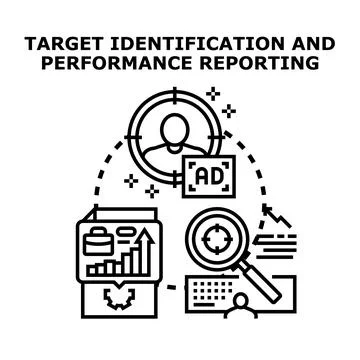 Target audience identification and performance reporting concept Stock Illustration
