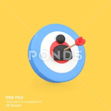 Target audience isolated 3d render icon illustration Modello PSD