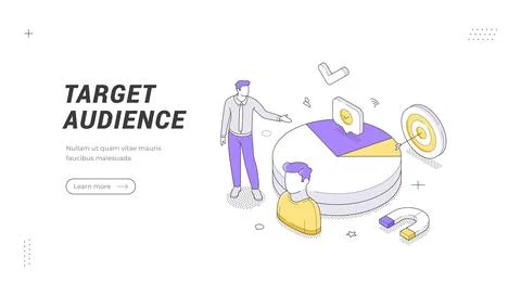 Target audience isometric banner template. Vector illustration of market segm Stock Illustration