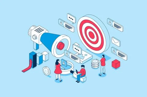 Target Audience Isometric Concept Illustrazione stock