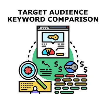 Target audience keyword comparison and analysis concept 스톡 일러스트