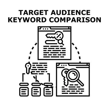 Target audience keyword comparison and analysis strategy 库存插图
