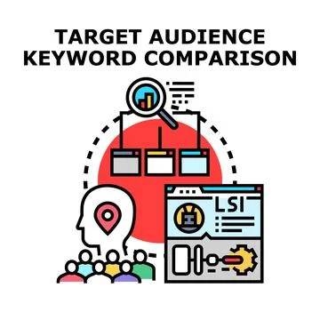 Target audience keyword comparison for digital marketing strategy Stock Illustration