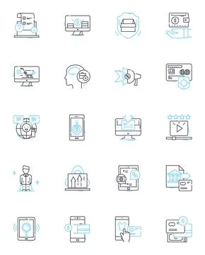 Target audience linear icons set. Millennials, Parents, Gamers, Fitness Stock Illustration