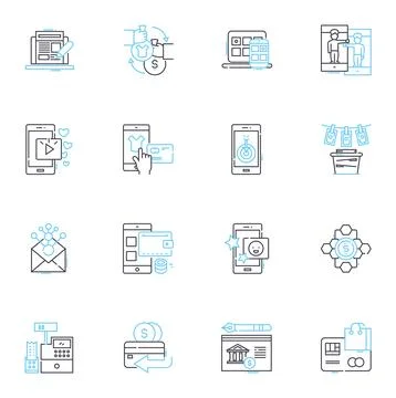 Target audience linear icons set. Millennials, Parents, Gamers, Fitness Stock Illustration