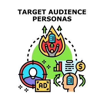 Target audience personas analyzing customers marketing strategy Stock Illustration