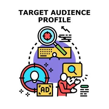 Target audience profiling and marketing advertising analysis Stock Illustration