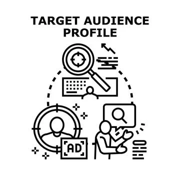 Target audience profiling and marketing advertising analysis Stock Illustration