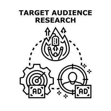 Target audience research analyzing marketing strategy data Stock Illustration