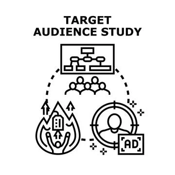Target audience study analyzing data for marketing strategy Stock Illustration