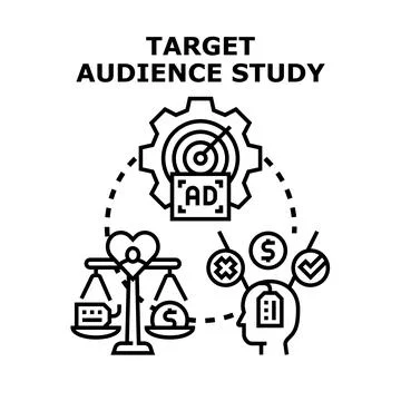 Target audience study researching customer persona marketing strategy Stock Illustration