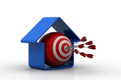 Target ball with arrows in home model Stock Illustration