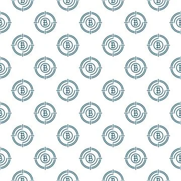 Target with Bitcoin sign vector Crypto Technology thin line seamless pattern 스톡 일러스트