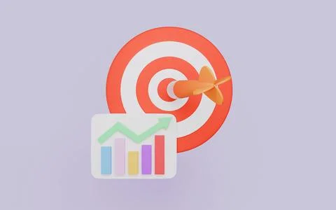 Target board with analytics focused business goals and strategic achievements Stock Illustration
