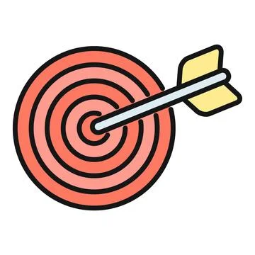 Target board with arrow hitting bulls eye Stock Illustration