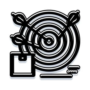 Target board with dart arrows hitting bullseye イラスト素材