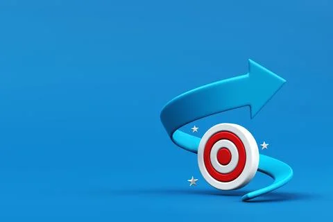 Target board inside upward spiral arrow, Growth spiral arrow with target Stock Illustration