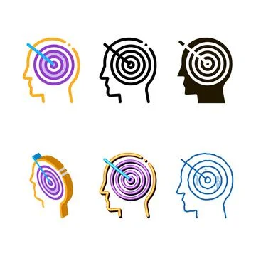 Target to brain icon vector minimal outline Stock Illustration