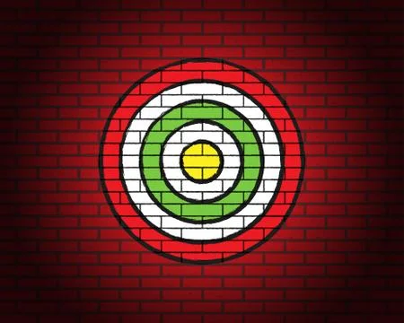 Target on brick wall with illumination Stock Illustration