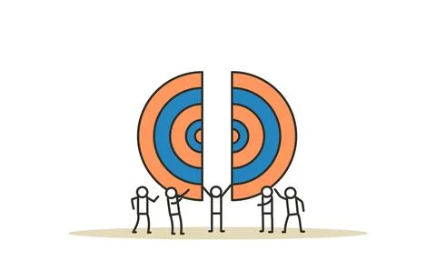 Target business puzzle concept vector illustration teamwork people. Businessm Stock Illustration