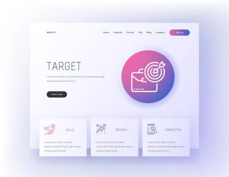 Target, Calls, Statistics, Growth, Connection Landing page template. Stock Illustration