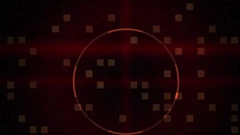 Target Circle with Glowing Orange Lines on Dark Red Grid Background for Tec.. 스톡 동영상 343768168