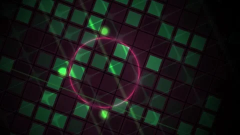 Target Circle on a Neon Green Grid Interface with Glowing Dots Stock Footage 343768375