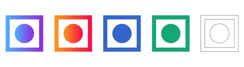 Target Circle Point Icons in Gradient and Outline Stock Illustration