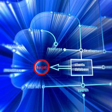 Target clients database 3d rendering 스톡 일러스트