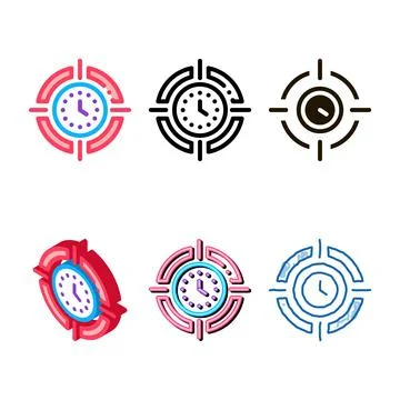 Target clock diversity time icon vector outline Stock Illustration